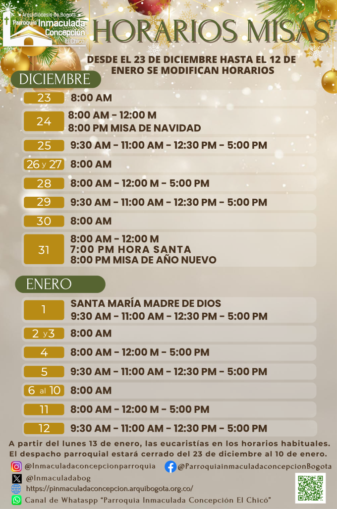 HORARIOS DICIEMBRE 2024